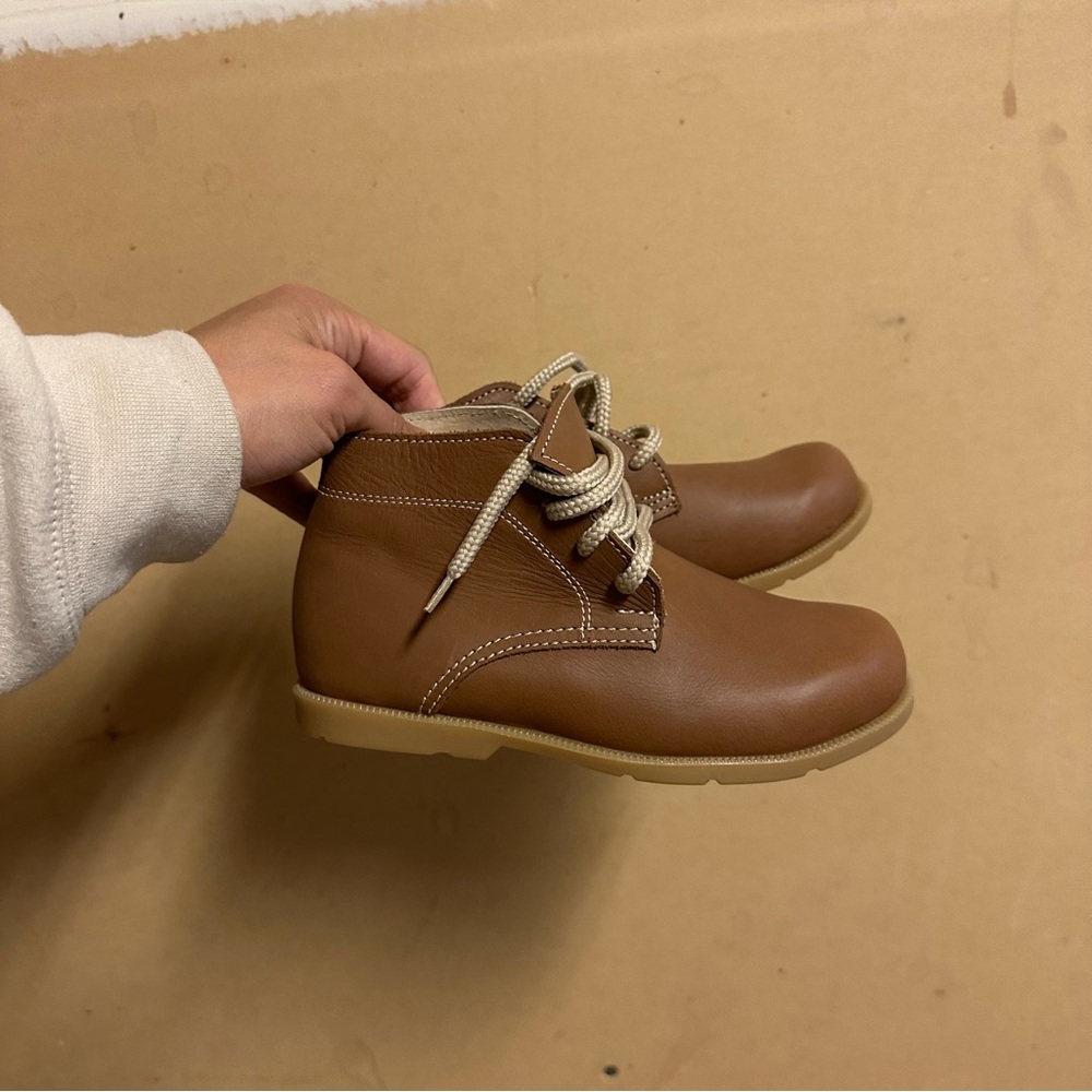NEW Tan Kids Boots with Cream Laces